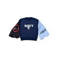 NAVY SHIRT SLEEVE CREWNECK